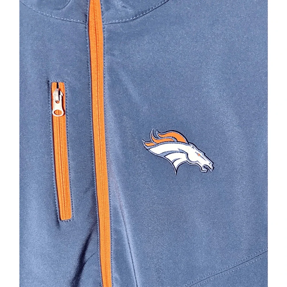Denver Broncos NFL Full Zip Soft Shell Blue & Orange Embroidered Jacket Sz L - Picture 5 of 11